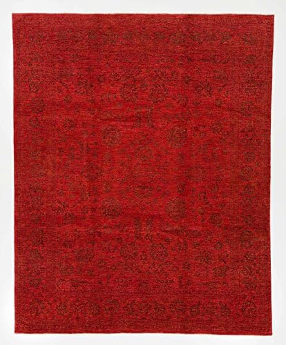 8x10 Overdyed Rug in Red Color - Hand-knotted Area Rug Made of 100% Pure New Zealand Wool (7.11 ft. W x 9.11 ft. L)