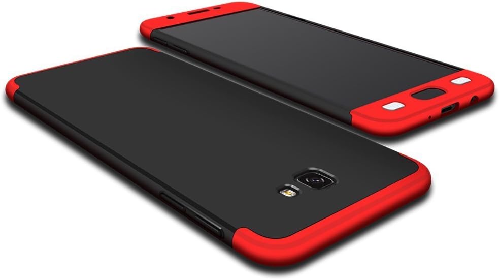 for Samsung Galaxy J7 Prime/On7 2016 Case,Shinetop 3 in 1 Ultra Thin Slim Fit Hard PC Case Cover Premium Hybrid Bumper Scratch Resistant Shockproof 360 Degree Full Body Protective Case - Black+Red