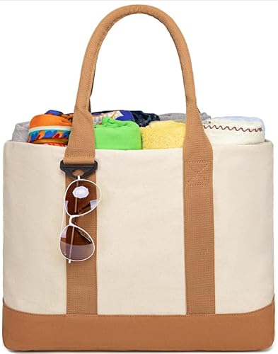 Large Beach Tote Bag with Zipper Pockets Sandproof Pool Bags Gym