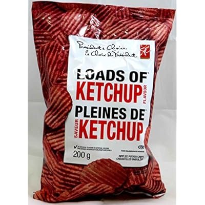 Canadian President's Choice Loads of Ketchup Flavour Chips [3 Large Bags] by President's Choice