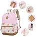 School Backpacks for Teen Girls Lightweight Canvas Backpack Bookbags Set (Pink)