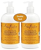 Shea Moisture Raw Shea Butter Restorative Conditioner w/ Sea kelp & argan Oil - Dry, Damaged Hair - Sulfate Free & Color Safe - Value Double Pack - Qty of 2 Each