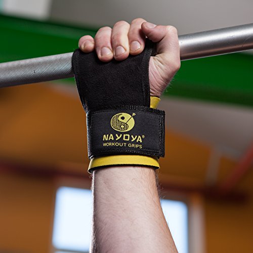 Nayoya Weight Lifting Straps - with Built in Adjustable Wrist Support Wrap and Palm Protecting Non Slip Grip Pads