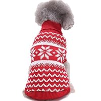 Vividda Pet Vintage Holiday Festive Christmas Themed Snowflake Pattern Dog Sweater Red XX-Large