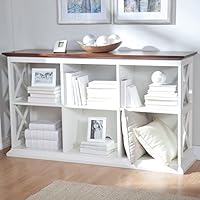 Belham Living Hampton Console Table 2 Shelf Bookcase, White/Oak