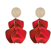 ONLYJUMP Rose Petal Dangle Earrings for Women Flower Earrings Floar Earrings Bohemia Unique Charming Chic Statement Exaggerated Floral Layered Tiered Leaves Rose Petal Earrings Jewelry Gift
