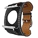 MoKo Compatible Band Replacement for Apple Watch 42mm 44mm Series 5/4/3/2/1, Genuine Leather Smart Watch Band Cuff Replacement Strap - Black (Not Fit 38mm 40mm Versions)
