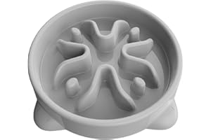 TOKAYIFE Slow Feeder Dog Bowls Small Breed, Dog Food Bowl Small Anti-Choking Bloat Stop Puzzle Healthy Eating Bowl (Gray, 1 Cup)