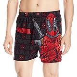 Briefly Stated Men's Deadpool Cotton Boxers, Black, L