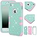 Majesticase Case Compatible with iPhone 5/5S Case - 3 Layers Diamante Bling Crystals Full Body Hybrid Armor Protection Cover + Free Stylus in Green/Pink