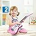 M SANMERSEN Guitar for Kids, Kids Guitar Toys with Strap/ Vibrant Sounds/ Colorful Lights Musical Instruments Toy for Girls No String (Pink)