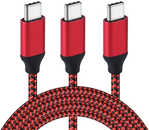Type C USB Cable 3-Pack 6ft USB A 2.0 to USB-C Fast Charger Nylon Braided Cord for Samsung Galaxy S9 S8 Plus Active, Note 9 8, C5 C7 C9 Pro, A9 A8 Star, Tab S3 2017, Lg G7 Thinq G6 V30 V20 Stylo 4