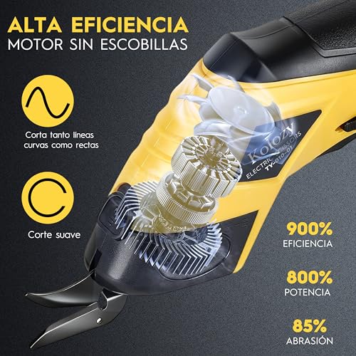 Kolozy Electric Scissors Sewing Cordless Rechargeable Cardboard Cutter 4V Battery 2500 mAh 10000 RPM with 2 Blades, Electric Cutter Suitable for Fabric Cardboard Carpets Felt Leather Plastic