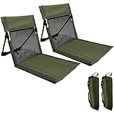 2 Pack Foldable Camping Chairs with Mesh Backrest,Ultra-Light Portable Beach Chairs with Carry Bag for Sunbathing Swimming Poolside Picnic Lawn Road Trips (Green)