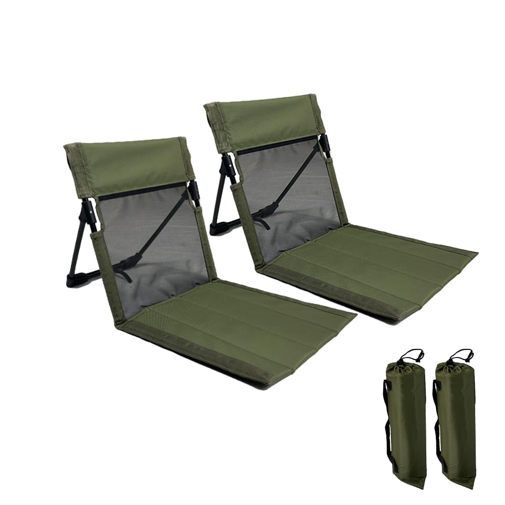 Photo 1 of 2 Pack Foldable Camping Chairs with Mesh Backrest,Ultra-Light Portable Beach Chairs with Carry Bag for Sunbathing Swimming Poolside Picnic Lawn Road Trips (Green)