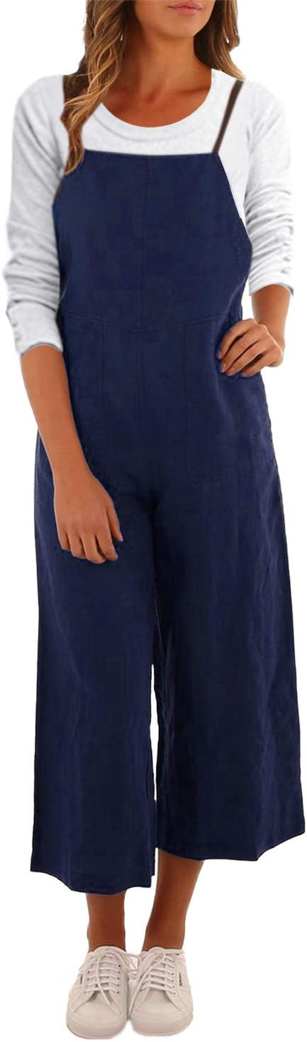 Womens Dungarees Jumpsuit Retro Overalls Loose Playsuit Sleeveless Baggy Trousers Long Pants Casual Denim Dungarees