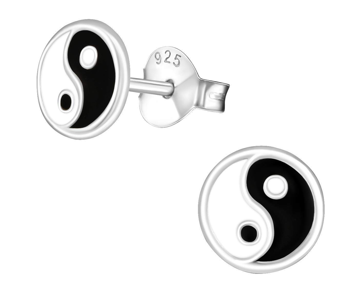 Yin Yang Studs 7 mm - 925 Sterling Silver yin Yang Ear studs Earrings