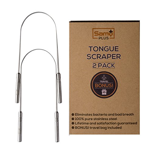 image for 2 Pack Tongue Scraper Cleaner by Samy Plus- Surgical Grade Stainless S