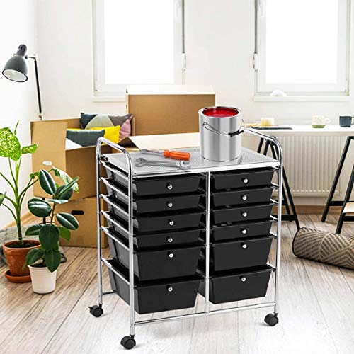 Giantex 12 Drawer Rolling Storage Cart Tools Scrapbook Paper Office