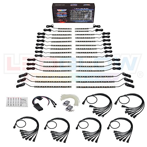 LEDGlow 30pc Advanced Million Color LED Flexible Motorcycle Lighting Strip Kit - Bluetooth-Connected Smartphone App - 312 LEDs - Waterproof Control Box - Dual Zone Control - 2 Wireless Remotes