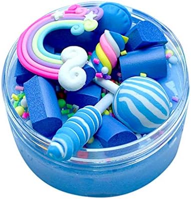 Fluffy Slime Surprise Rainbow Charms Clear Slime Beautiful Color Lollipop Slime Kids Relief Stress Toy DIY Toys for Kids and Adult Squishies Toy (100ml)