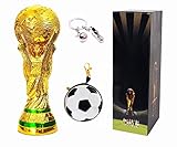 2018 FIFA World Cup Soccer Fans Souvenirs - World Cup Trophy Replica（14 Inch）& Keychain & Wallet