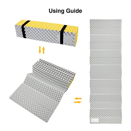 REDCAMP Foam Sleeping Pad Mat, Closed Cell Foam Pad for Camping Backpacking Hiking, Silvery/yellow 72"x22"x0.75" - Thumbnail 6