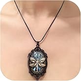 Decixde Gothic Necklace for Women Bat Glass Pendant Necklace Rope Chain Witch Bat Choker Dark Punk Style Necklace Halloween Gothic Jewelry Gift