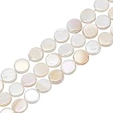 HOBBIESAY 2 Strands About 98Pcs Flat Round Shell Beads 8mm Small Natural Freshwater Disc Coin Beads AB Color Smooth Shell Loose Spacer Bead for DIY Bracelets Earring Necklace Jewelry Making