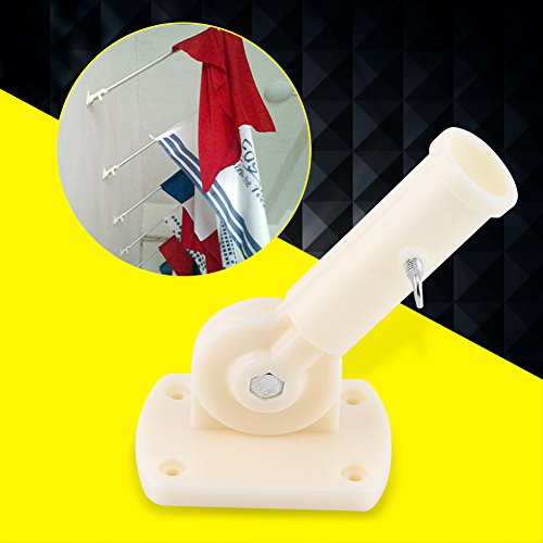 Plastic Flag Holder,30mm Dia Flag Bracket Holder Adjustable White Plastic Wall Mounting Flag Pole Holder Flagpole Bracket Windsock Base - Thumbnail 3