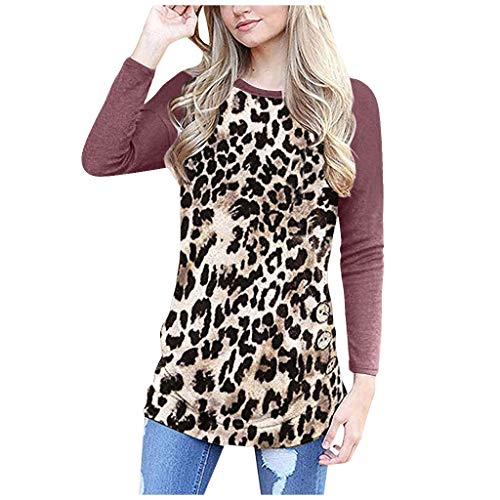 Lutos Long Sleeve Leopard Raglan Shirts for Women Plus Size Button Stripe Print Holiday Casual Shirts Tops