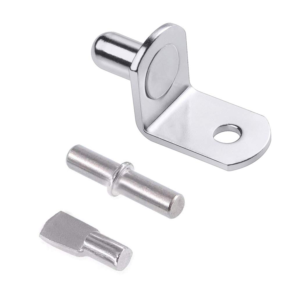 Gasea 100pcs Shelf Support Pegs Kit – Nickel Plated Cabinet Shelf Pins, Bracket Pegs & Flat Spoon Pegs, Furniture Shelf Holder Replacement for Cabinets, Bookshelves & Display Units