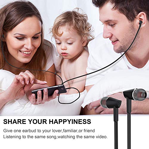 Headphones, Earbuds Earphones with Microphone and Volume Control, Wired Headphones for Smartphone Compatible with 3.5 mm Corded Headsets Black