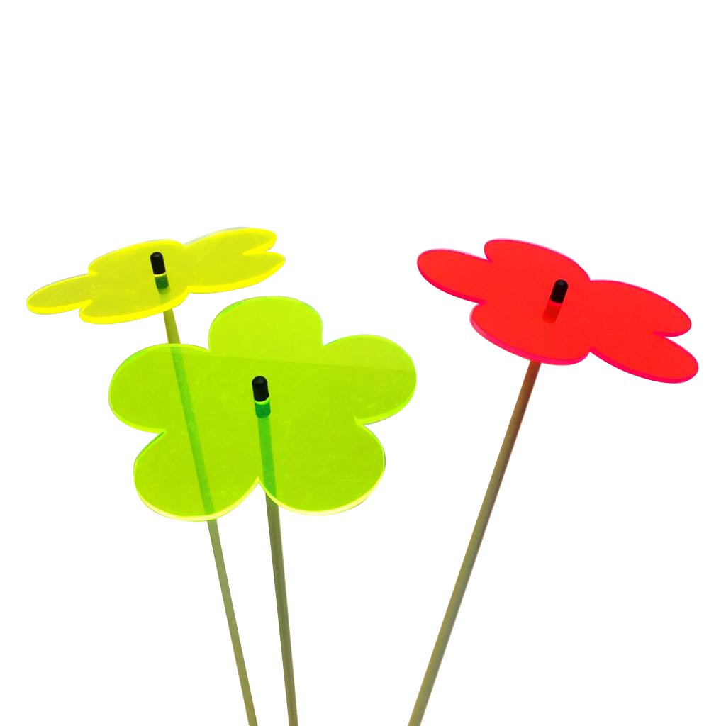 SunCatcher Garden Decor Ornaments Blossom Set of 3 Large Garden Stakes 75cm, 29.5 inch high Indoor Outdoor Yard Accessory, Gift for Gardener, Colour:red/yellow/green (3) TR