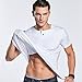 LTIFONE Mens Casual Slim fit Short Sleeve T-Shirt Single Button Placket Plain Henley v Neck Shirt(Grey,L)