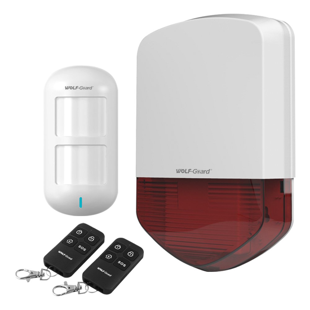 Wolf Guard 433MHz LB-01A Outdoor Alarm System Flash Siren 12V with PIR Remote Control,110dB
