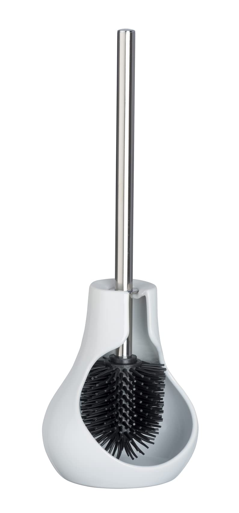 Wenko Toilet cleaning brush with semi-closed container, stylish DROP NEO toilet set, Colour:white
