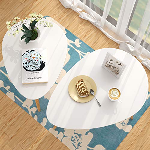 HOMFA Large Nesting Coffee Tables for Living Room, Drop Shape End Side