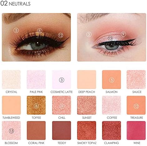 Fashion Pro Glitter Matte Warm Smokey Eye Shadow Palette Eyes Cosmetics Tools