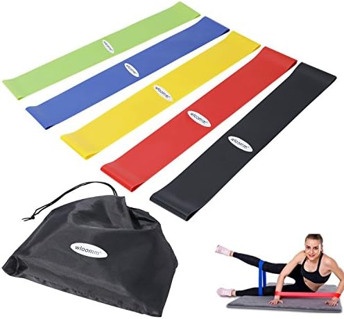 Wloomm Resistance Bands Exercise Loop Bands Set of 5 with Carry Bag for Legs Butt Glutes Yoga Crossfit Fitness Physical Therapy Home Equipment Training