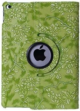 SingPad iPad Air 2 Case- Stylish Embossed Flowers Painting Case 360 Degree Rotating Stand Smart Cover PU Leather Case Multi-angle Vertical and Horizontal Stand for Apple iPad Air 2 (iPad 6) 2014 Model,- Smart Cover Auto Wake / Sleep Feature+Screen Protector (Green)
