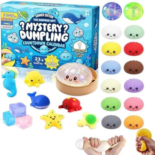 SLEEPHEAD®Dumpling Squishies, Squishies Dumpling Mystery Advent Countdown Calendar, 24 PCS Random Surprise Squishies Toys