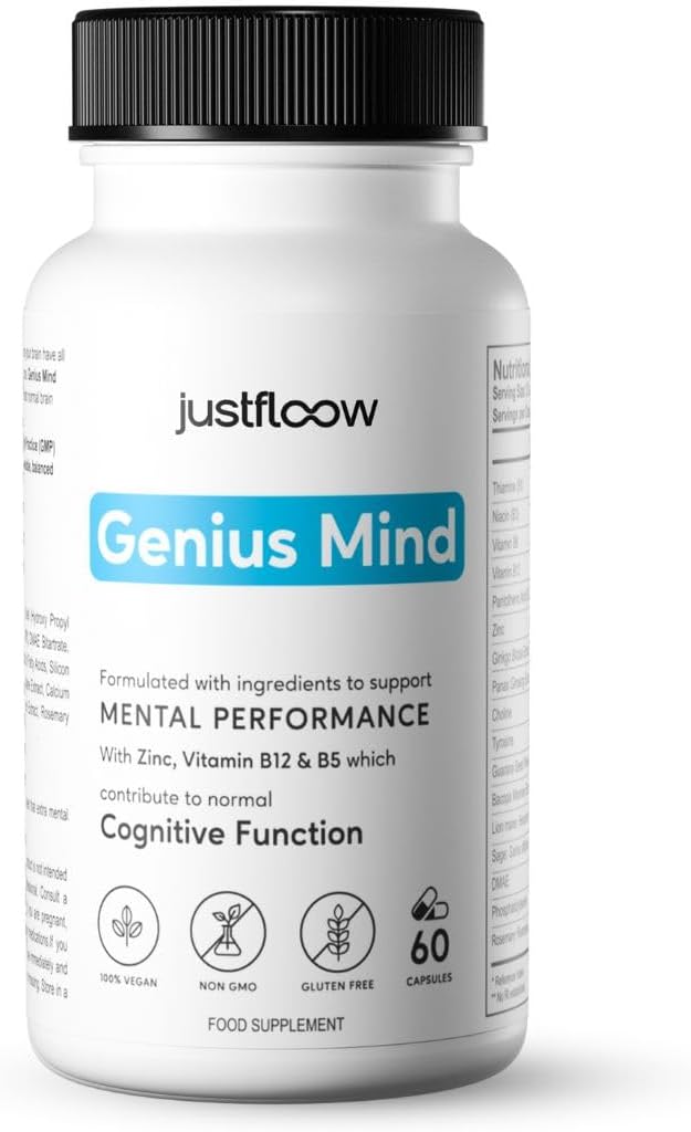 JustFloow Genius Mind Nootropic Brain Supplement 16 Ingredients Lions Mane