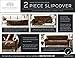 Great Bay Home 2 Piece Modern Velvet Plush Strapless Slipcover. Stretch Furniture Cover. Sorrento Collection (Sofa, Navy - Solid)