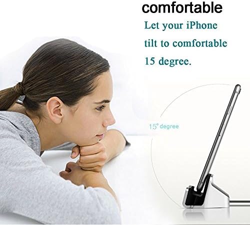 IPhone Charger Dock Cradle Desktop Stand with Lightning Cable Connector for Charge and Sync Data of Apple iPhone 7/7 Plus/ 6/6s/6 Plus/6s Plus/iPod Nano 7th Gen/iPod Touch 5,6th Gen (Silver)