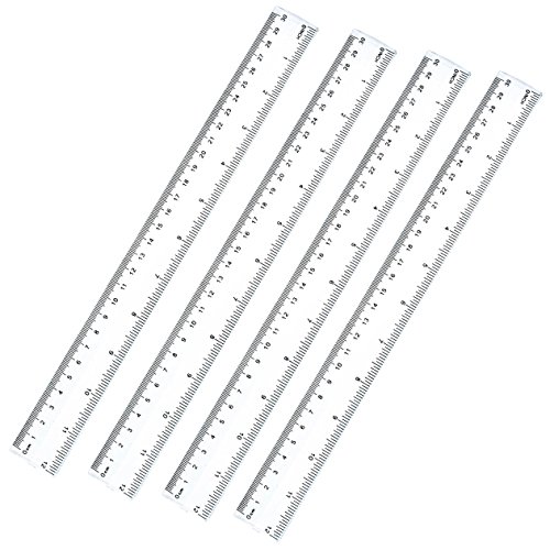 Stainless Steel Ruler Plastic ruler 12"(30cm) Straight Edge Metal Ruler Set For Engineering Office And School (6 pack 30cm) (6 ruler)