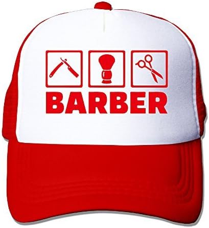 Barber Tool Trucker Hat Mesh Cap Adjustable Snapback Strap Red