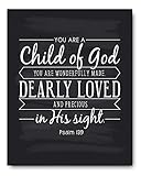 Child of God Quote Sign, Christening Gift, Baptism Gift, Unique Communion Gift or Baby Gift, Perfect for a Godson or Goddaughter Gift - Beautiful Typography Artwork by Ocean Drop Designs