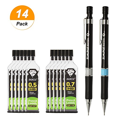 Meetory 360 Pack Lead Refills, 0.5 mm and 0.7 mm Mechanical Pencils each 360 Pack Lead Refills, 0.5 mm and 0.7 mm Mechanical Pencils each with 180Pcs HB Pencil Lead for Drawing, Writing, Art Sketching