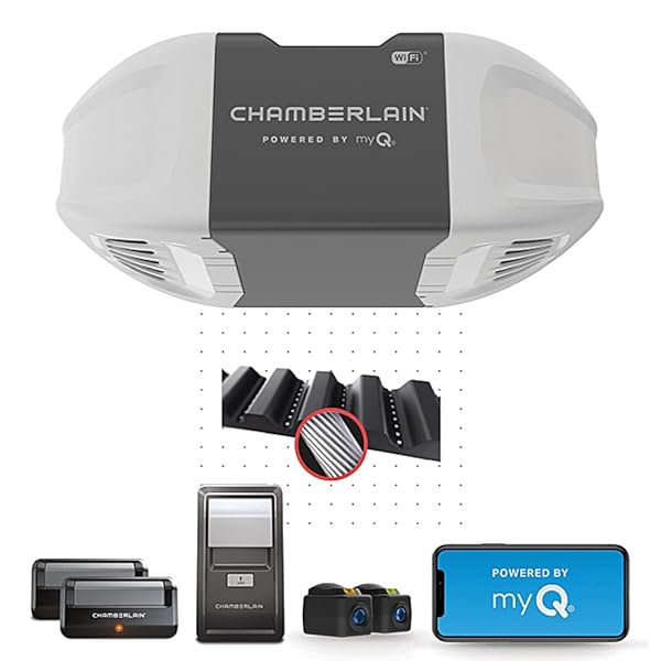 CHAMBERLAIN B2401 SMART QUIET BELT DRIVE GARAGE DOOR...